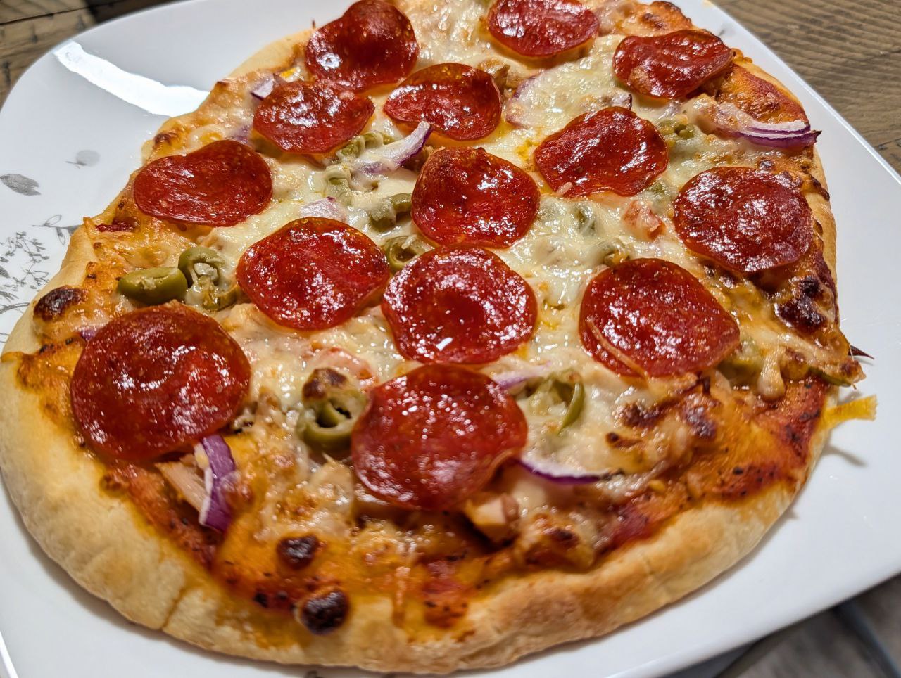 Pepperoni and veggie pizza