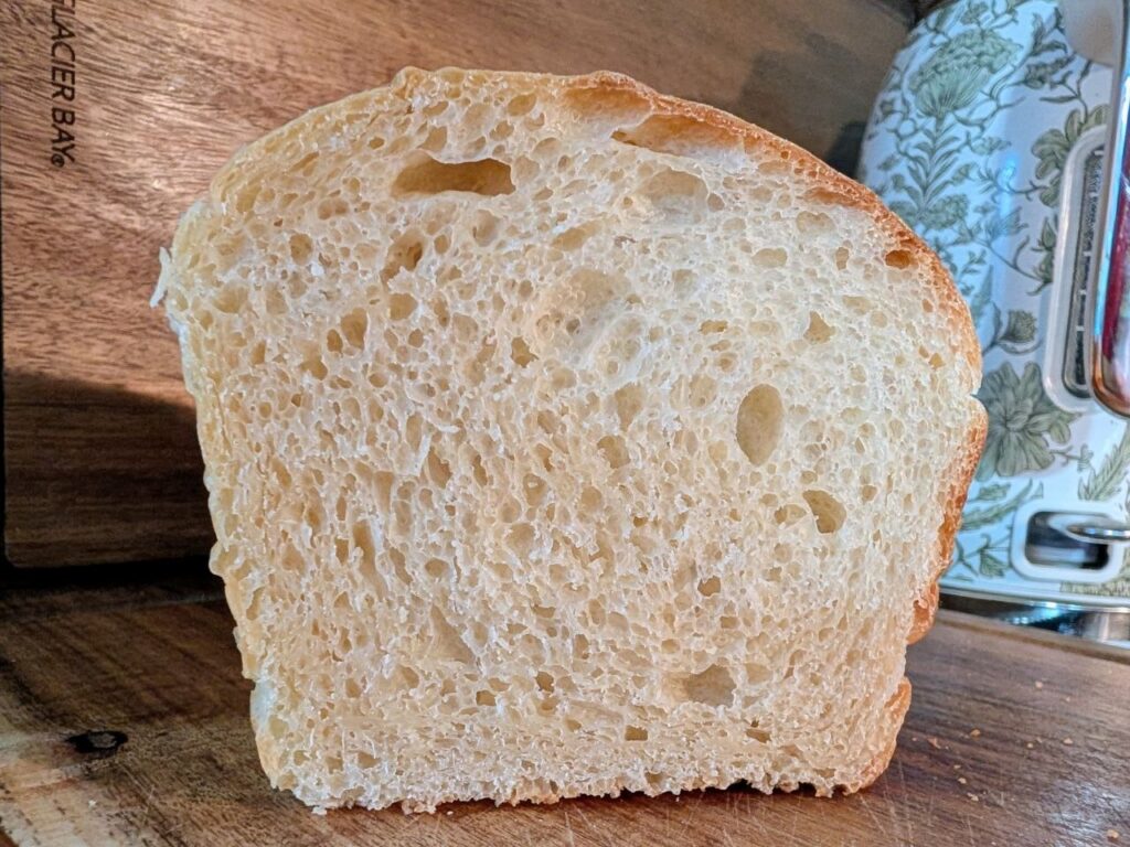 Farm house sourdough bread sliced showing beautiful crumb